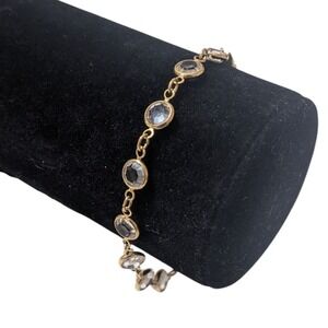 Swarovski Gold Tone Tennis Bracelet Clear Crystals‎ Elegant Jewelry Women's
